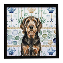 Load image into Gallery viewer, Black and Tan Otterhound Coastal Sea Glass Framed Metal Print