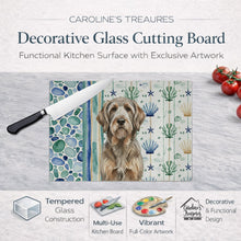 Load image into Gallery viewer, Grizzle and Tan Otterhound Coastal Sea Glass Glass Cutting Board