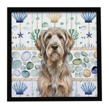 Load image into Gallery viewer, Grizzle and Tan Otterhound Coastal Sea Glass Framed Metal Print
