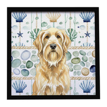 Load image into Gallery viewer, Wheaten and Tan Otterhound Coastal Sea Glass Framed Metal Print