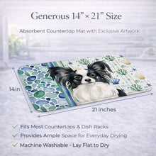 Load image into Gallery viewer, Black and White Papillon Coastal Sea Glass Dish Drying Mat
