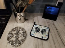 Load image into Gallery viewer, Black and White Papillon Coastal Sea Glass Pair of Pot Holders