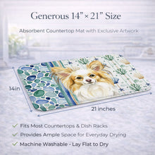 Load image into Gallery viewer, Lemon and White Papillon Coastal Sea Glass Dish Drying Mat