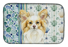 Load image into Gallery viewer, Lemon and White Papillon Coastal Sea Glass Dish Drying Mat