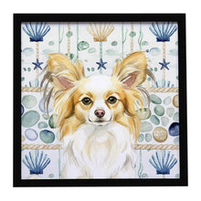 Load image into Gallery viewer, Lemon and White Papillon Coastal Sea Glass Framed Metal Print