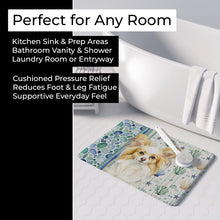 Load image into Gallery viewer, Lemon and White Papillon Coastal Sea Glass Memory Foam Kitchen Mat