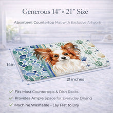 Load image into Gallery viewer, White with Red Papillon Coastal Sea Glass Dish Drying Mat