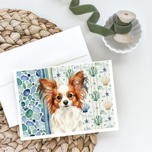 Load image into Gallery viewer, White with Red Papillon Coastal Sea Glass Greeting Cards Pack of 8
