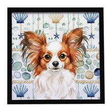 Load image into Gallery viewer, White with Red Papillon Coastal Sea Glass Framed Metal Print