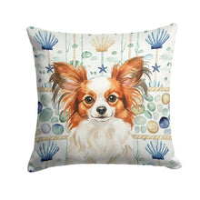 Load image into Gallery viewer, White with Red Papillon Coastal Sea Glass Throw Pillow