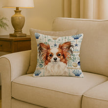 Load image into Gallery viewer, White with Red Papillon Coastal Sea Glass Throw Pillow