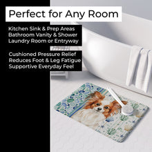 Load image into Gallery viewer, White with Red Papillon Coastal Sea Glass Memory Foam Kitchen Mat