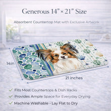 Load image into Gallery viewer, White with Sable Papillon Coastal Sea Glass Dish Drying Mat