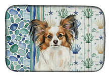 Load image into Gallery viewer, White with Sable Papillon Coastal Sea Glass Dish Drying Mat