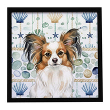 Load image into Gallery viewer, White with Sable Papillon Coastal Sea Glass Framed Metal Print