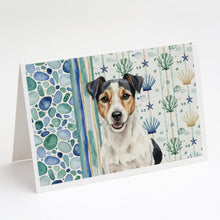 Load image into Gallery viewer, Parson Russell Terrier Coastal Sea Glass Greeting Cards Pack of 8