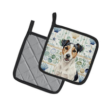 Load image into Gallery viewer, Parson Russell Terrier Coastal Sea Glass Pair of Pot Holders