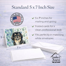 Load image into Gallery viewer, Black and Tan Pekingese Coastal Sea Glass Greeting Cards Pack of 8