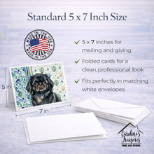 Load image into Gallery viewer, Black Pekingese Coastal Sea Glass Greeting Cards Pack of 8
