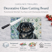 Load image into Gallery viewer, Black Pekingese Coastal Sea Glass Glass Cutting Board