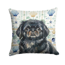 Load image into Gallery viewer, Black Pekingese Coastal Sea Glass Throw Pillow