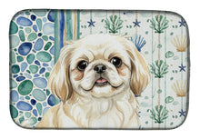 Load image into Gallery viewer, Cream Pekingese Coastal Sea Glass Dish Drying Mat