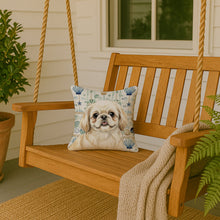 Load image into Gallery viewer, Cream Pekingese Coastal Sea Glass Throw Pillow