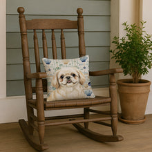 Load image into Gallery viewer, Cream Pekingese Coastal Sea Glass Throw Pillow