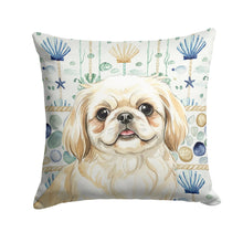 Load image into Gallery viewer, Cream Pekingese Coastal Sea Glass Throw Pillow