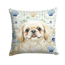 Load image into Gallery viewer, Cream Pekingese Coastal Sea Glass Throw Pillow