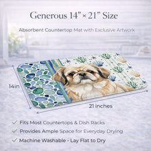 Load image into Gallery viewer, Fawn Pekingese Coastal Sea Glass Dish Drying Mat
