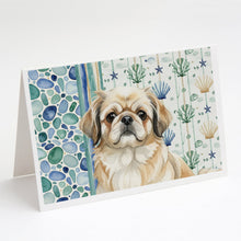Load image into Gallery viewer, Fawn Pekingese Coastal Sea Glass Greeting Cards Pack of 8
