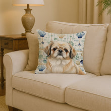 Load image into Gallery viewer, Fawn Pekingese Coastal Sea Glass Throw Pillow