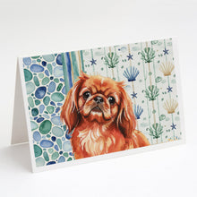 Load image into Gallery viewer, Red Pekingese Coastal Sea Glass Greeting Cards Pack of 8