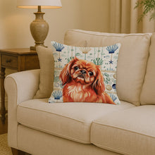 Load image into Gallery viewer, Red Pekingese Coastal Sea Glass Throw Pillow