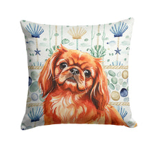 Load image into Gallery viewer, Red Pekingese Coastal Sea Glass Throw Pillow