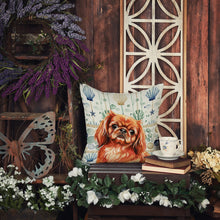 Load image into Gallery viewer, Red Pekingese Coastal Sea Glass Throw Pillow