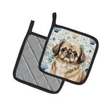 Load image into Gallery viewer, Sable Pekingese Coastal Sea Glass Pair of Pot Holders