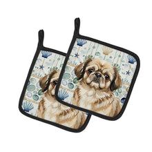 Load image into Gallery viewer, Sable Pekingese Coastal Sea Glass Pair of Pot Holders