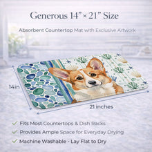 Load image into Gallery viewer, Corgi Coastal Sea Glass Dish Drying Mat