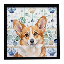 Load image into Gallery viewer, Corgi Coastal Sea Glass Framed Metal Print