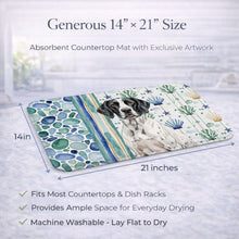 Load image into Gallery viewer, Black and White Pointer Coastal Sea Glass Dish Drying Mat