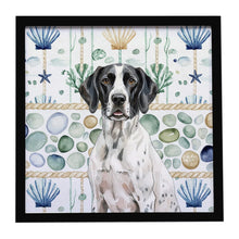 Load image into Gallery viewer, Black and White Pointer Coastal Sea Glass Framed Metal Print