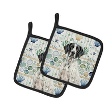 Load image into Gallery viewer, Black and White Pointer Coastal Sea Glass Pair of Pot Holders