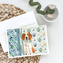 Load image into Gallery viewer, Orange and White Pointer Coastal Sea Glass Greeting Cards Pack of 8