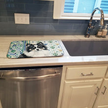 Load image into Gallery viewer, Black and White Pomeranian Coastal Sea Glass Dish Drying Mat
