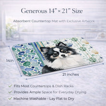 Load image into Gallery viewer, Black and White Pomeranian Coastal Sea Glass Dish Drying Mat