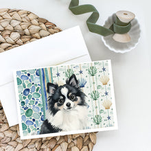 Load image into Gallery viewer, Black and White Pomeranian Coastal Sea Glass Greeting Cards Pack of 8