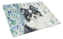 Load image into Gallery viewer, Black and White Pomeranian Coastal Sea Glass Glass Cutting Board