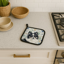 Load image into Gallery viewer, Black and White Pomeranian Coastal Sea Glass Pair of Pot Holders